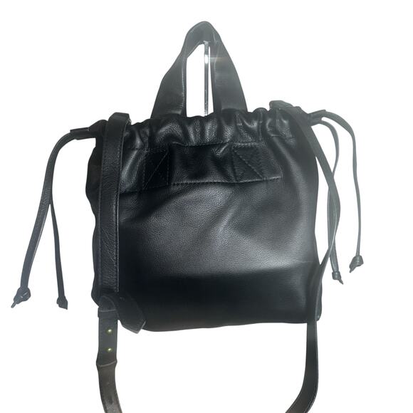 Madewell Leather Drawstring Backpack Black NWT Quiet Luxury Modern Boho soft - Picture 1 of 10